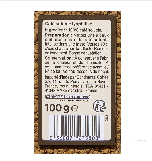 100G CAFE SOLUBLE LYOPH CRF