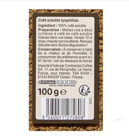 100G CAFE SOLUBLE LYOPH CRF